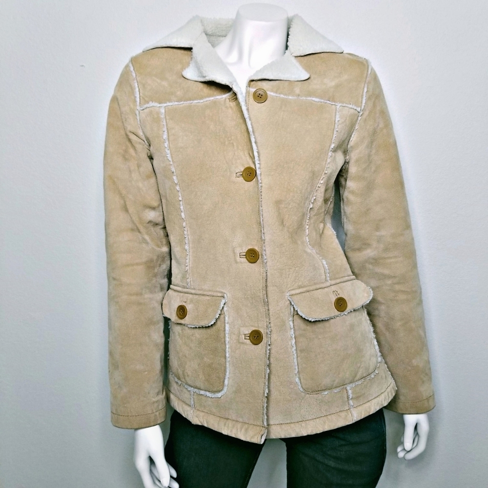 TILT Leather and Shearling Sherpa Look Coat
